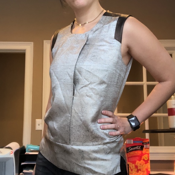 J Brand Metallic silk & leather sleeveless kimono - Picture 3 of 11